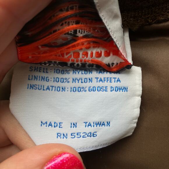 VTG Orvis Waterfowler Puffer Jacket XL Brown Goose Down Filled Hunting Outdoor - Picture 11 of 12